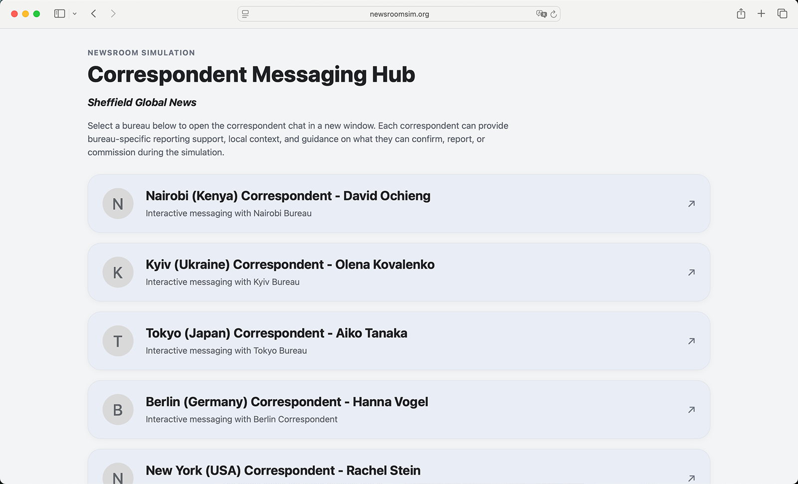 Instant messaging with correspondents interface