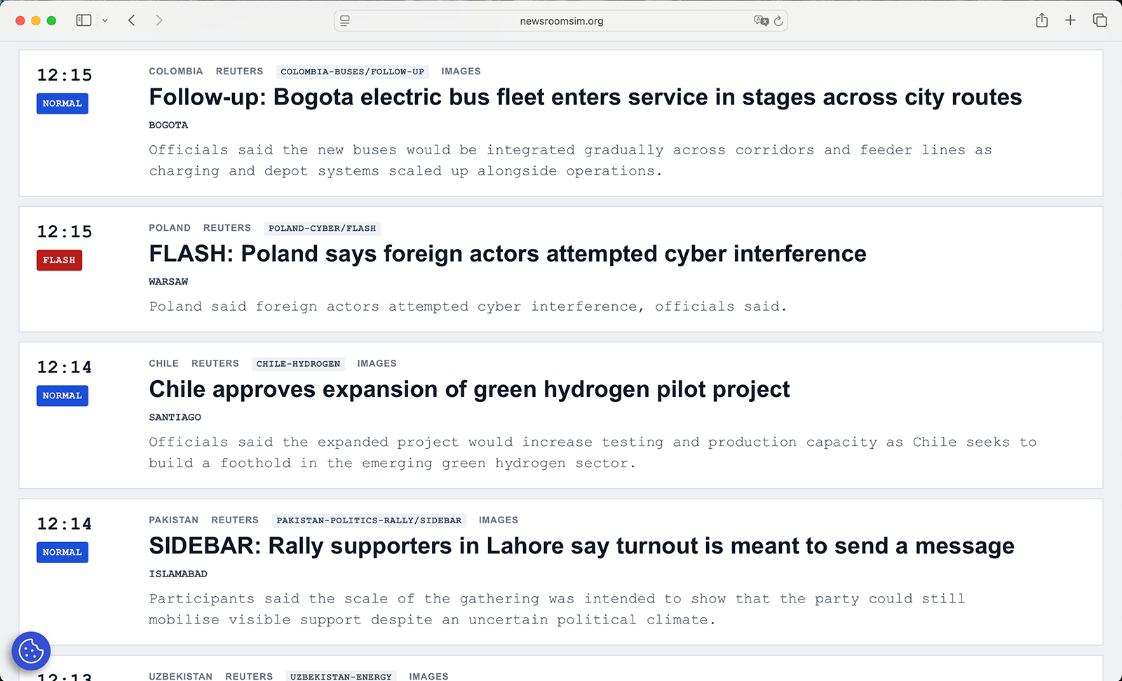 Newswire feed interface